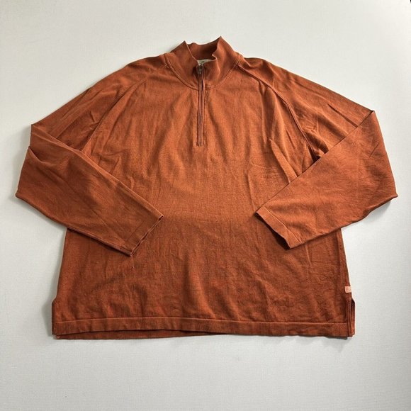 Tommy Bahama 1/4 Zip Sweater Mens‎ Size XL Silk Blend Long Sleeve Orange Preppy - Picture 1 of 7